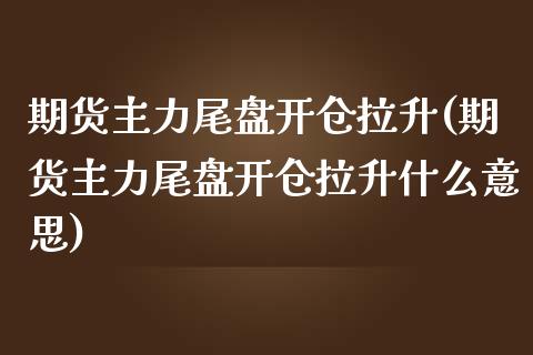 期货主力尾盘开仓拉升(期货主力尾盘开仓拉升什么意思)