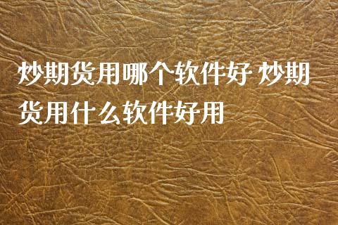 炒期货用哪个软件好 炒期货用什么软件好用