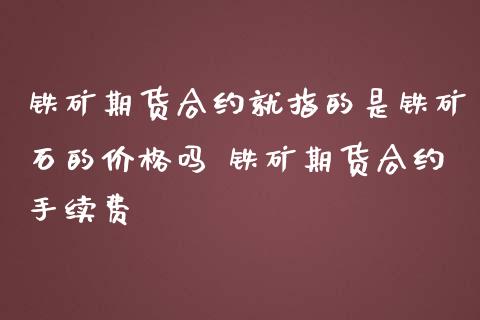 铁矿期货合约就指的是铁矿石的价格吗 铁矿期货合约手续费
