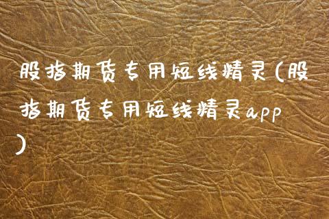股指期货专用短线精灵(股指期货专用短线精灵app)