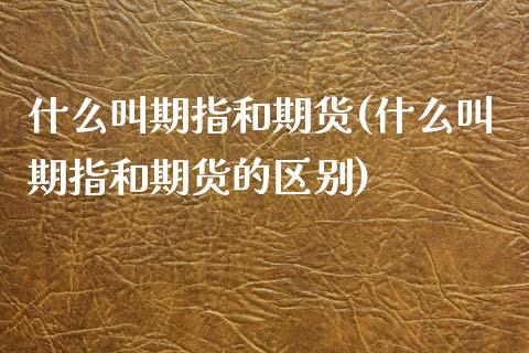 什么叫期指和期货(什么叫期指和期货的区别)