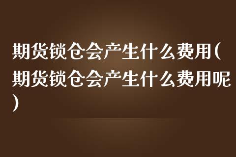 期货锁仓会产生什么费用(期货锁仓会产生什么费用呢)