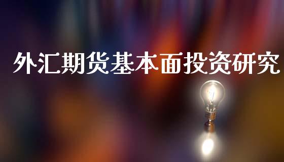 外汇期货基本面投资研究