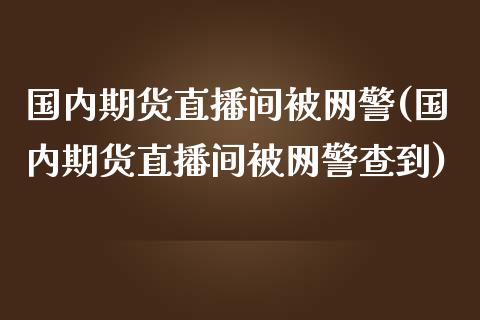 国内期货直播间被网警(国内期货直播间被网警查到)