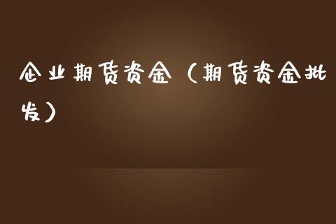企业期货资金（期货资金）