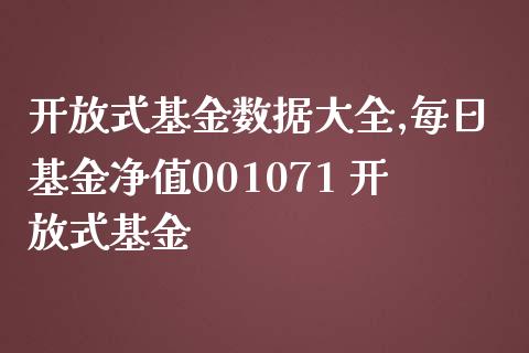 式基金数据大全,每日基金净值001071 式基金