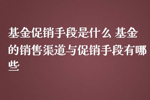 基金促销手段是什么 基金的销售渠道与促销手段有哪些_基金理财_第1张_宇龙理财网 基金促销手段是什么 基金的销售渠道与促销手段有哪些_https://www.dglong8.com_基金理财_第1张