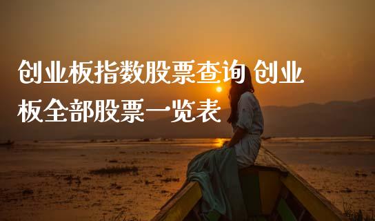 创业板指数股票查询 创业板全部股票一览表