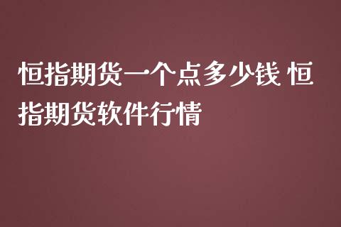 恒指期货一个点多少钱 恒指期货软件行情