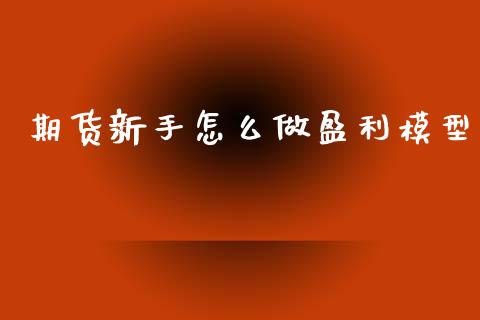 期货新手怎么做盈利模型