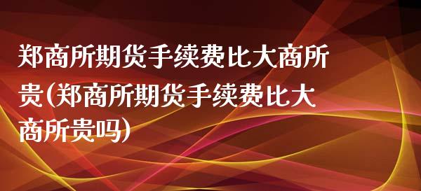 郑商所期货手续费比大商所贵(郑商所期货手续费比大商所贵吗)