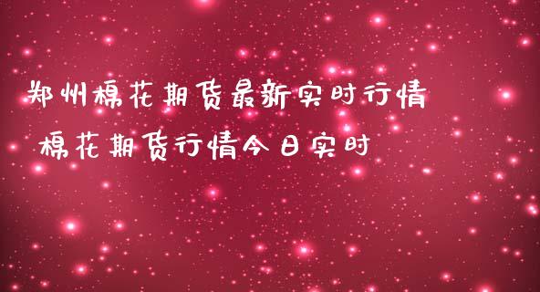 郑州棉花期货最新实时行情 棉花期货行情今日实时