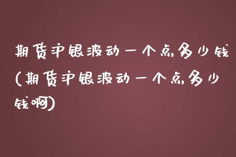 期货沪银波动一个点多少钱(期货沪银波动一个点多少钱啊)