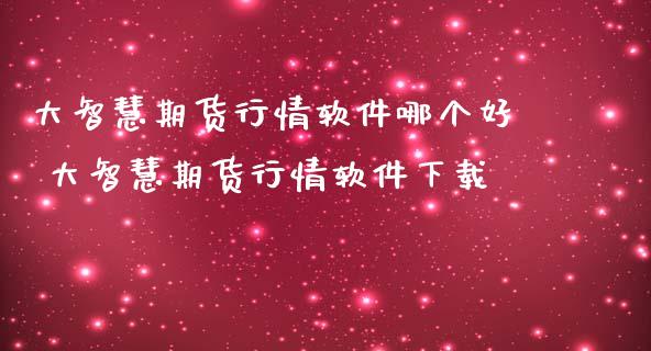 大智慧期货行情软件哪个好 大智慧期货行情软件下载