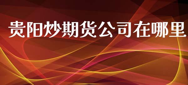 贵阳炒期货公司在哪里