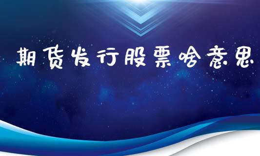 期货发行股票啥意思