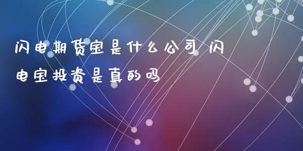 闪电期货宝是什么公司 闪电宝投资是真的吗_https://www.dglong8.com_期货理财_第1张