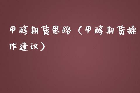 甲醇期货思路（甲醇期货操作建议）_https://www.dglong8.com_保险理财_第1张