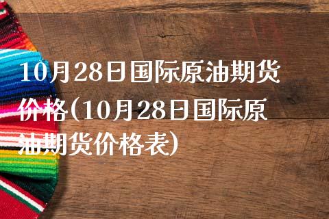 10月28日国际原油期货价格(10月28日国际原油期货价格表)