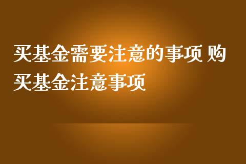 买基金需要注意的事项 购买基金注意事项