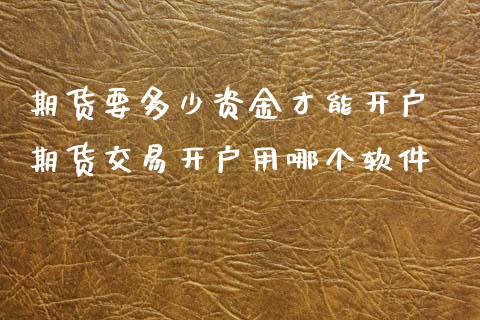 期货要多少资金才能开户 期货交易开户用哪个软件