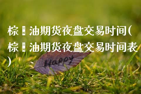 棕榈油期货夜盘交易时间(棕榈油期货夜盘交易时间表)