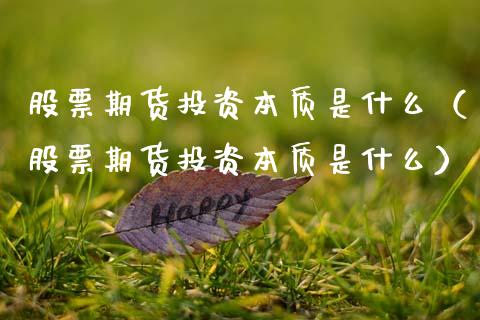 股票期货投资本质是什么（股票期货投资本质是什么）