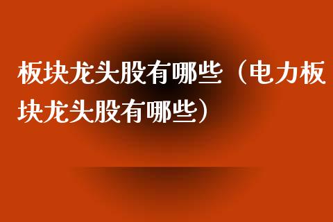 板块龙头股有哪些（电力板块龙头股有哪些）