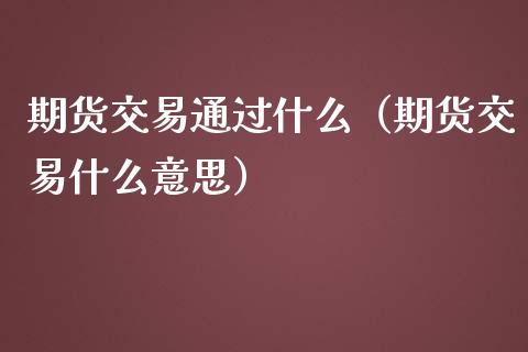 期货交易通过什么（期货交易什么意思）