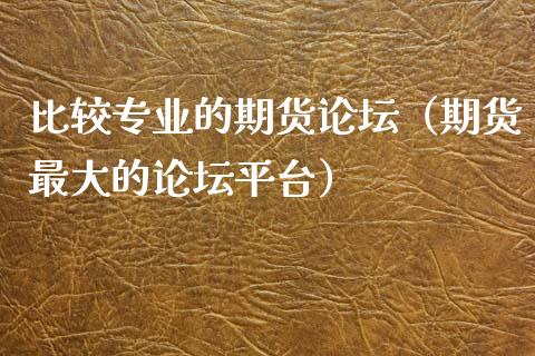 比较专业的期货（期货最大的平台）