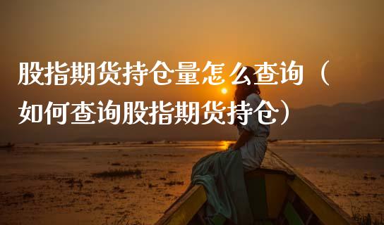 股指期货持仓量怎么查询（如何查询股指期货持仓）
