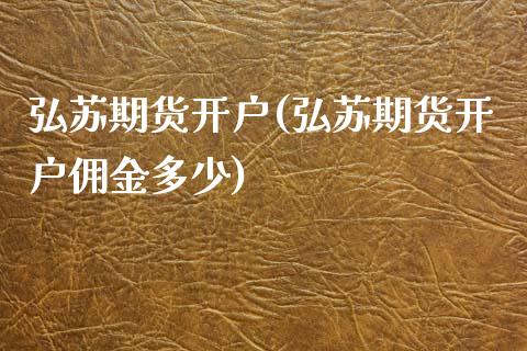 弘苏期货开户(弘苏期货开户佣金多少)