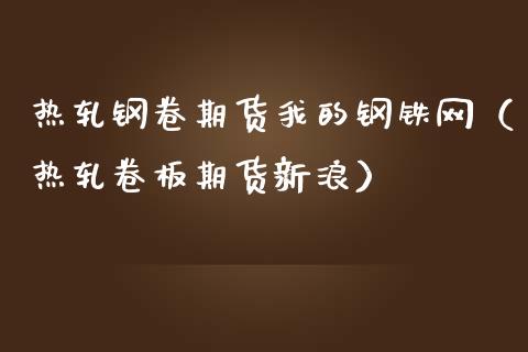 热轧钢卷期货我的钢铁网（热轧卷板期货新浪）