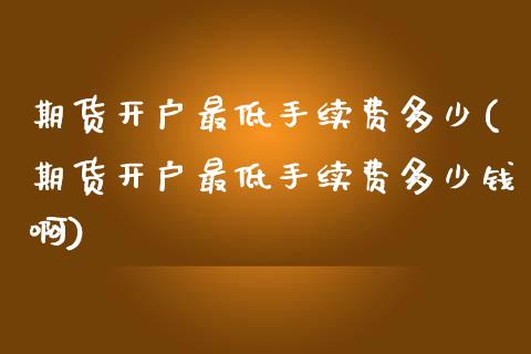 期货开户最低手续费多少(期货开户最低手续费多少钱啊)