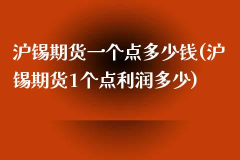 沪锡期货一个点多少钱(沪锡期货1个点利润多少)