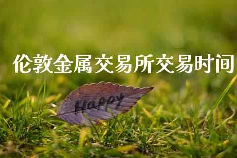 伦敦金属交易所交易时间