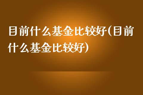 目前什么基金比较好(目前什么基金比较好)