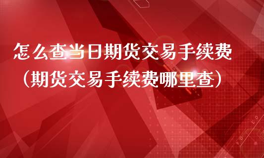 怎么查当日期货交易手续费（期货交易手续费哪里查）