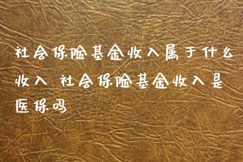 社会保险基金收入属于什么收入 社会保险基金收入是医保吗
