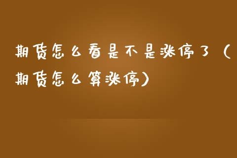 期货怎么看是不是涨停了（期货怎么算涨停）