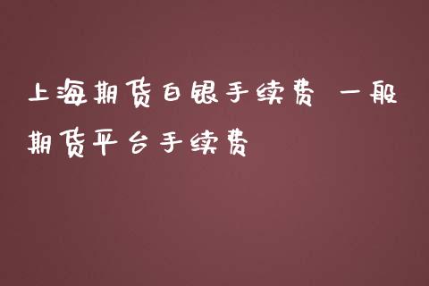 上海期货白银手续费 一般期货平台手续费