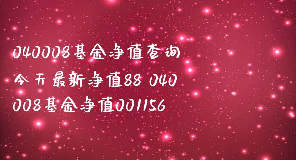 040008基金净值查询今天最新净值88 040008基金净值001156