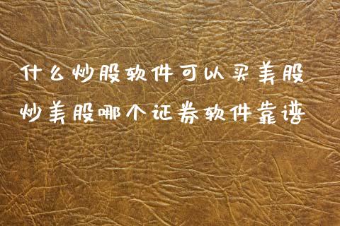 什么炒股软件可以买美股 炒美股哪个证券软件靠谱