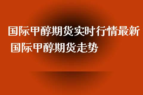 国际甲醇期货实时行情最新 国际甲醇期货走势