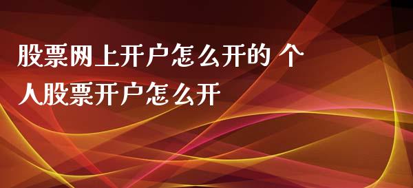 股票网上开户怎么开的 个人股票开户怎么开