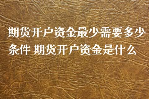 期货开户资金最少需要多少条件 期货开户资金是什么