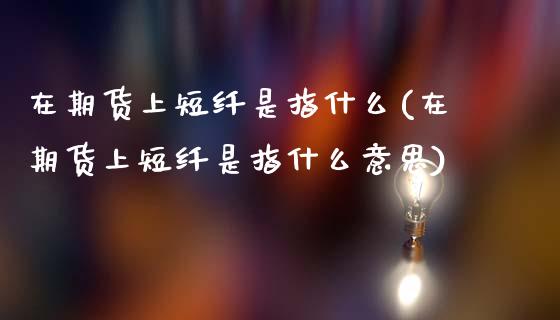 在期货上短纤是指什么(在期货上短纤是指什么意思)