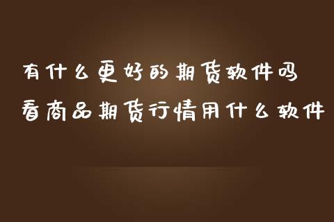 有什么更好的期货软件吗 看商品期货行情用什么软件