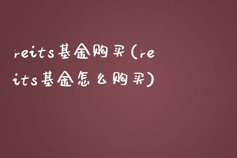 reits基金购买(reits基金怎么购买)