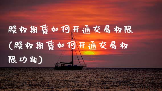 股权期货如何开通交易权限(股权期货如何开通交易权限功能)